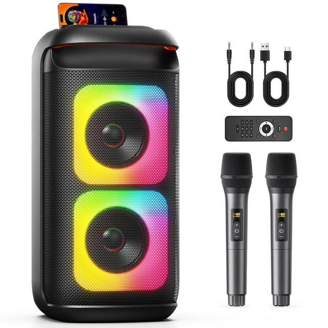 JYX Portable Bluetooth Speaker, Dual 6'' Subwoofers, Party Speaker for Indoor/ Outdoor, 3D Powerful Sound, Deep Bass, T37-T