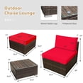 thumbnail image 3 of Costway 5PCS Patio Rattan Wicker Furniture Set Armless Sofa Cushioned Red, 3 of 10