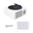 thumbnail image 2 of Turntable Speaker USB Bluetooth V5.0 Vinyl Turntable Speaker Record Player Stereo Vintage Portable Speaker, White, 2 of 9