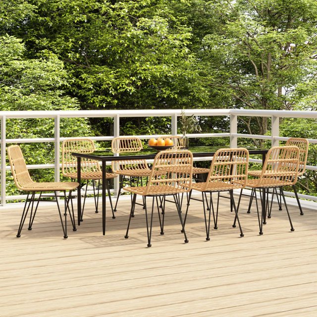 vidaXL Ensemble de Salle à Manger de Jardin 9 Pcs en Rotin Synthétique