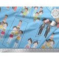 thumbnail image 3 of Soimoi Blue Modal Satin Fabric Mirror Theme Human Figure Fabric Prints By Yard 42 Inch Wide, 3 of 5