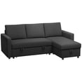 thumbnail image 1 of HOMCOM 83" Sofa Bed, Pull Out Sleeper L Shaped Sectional Couch, Black, 1 of 10