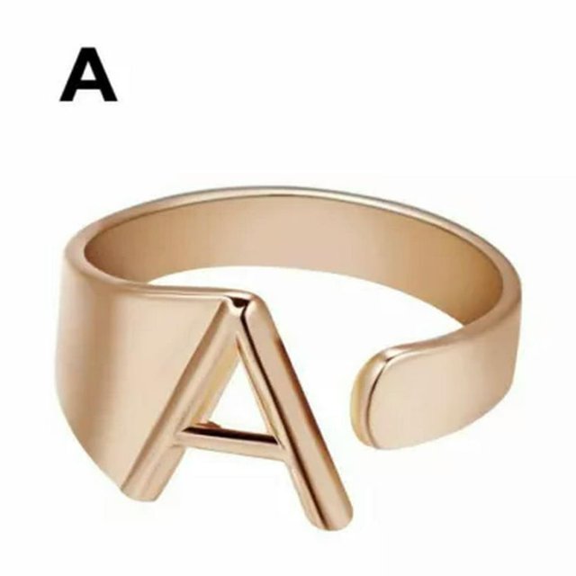 EIGTHTAIL Fashion Adjustable Initial Alphabet Letter A-Z Ring Finger Rings Women Jewellery-Silver C