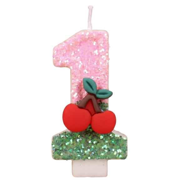 Bougie Numéro Cerise, Décoration de Gâteau aux Fruits, Déco d'Anniversaire d'Été, Bougies de Gâteau d'Anniversaire Numéro Cerise, Fournitures de Décoration de Fête Thème Cerise, Cadeaux de Décoration Gâteau et Cupcake, Numéro Cerise 1