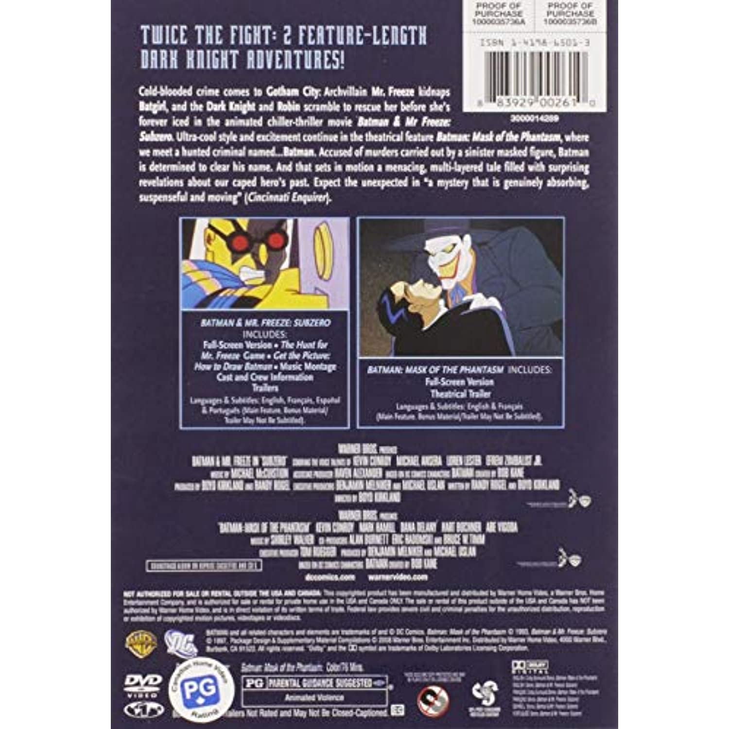 Batman: Mask Of Phantasm / Batman And Mr. Freeze: Sub Zero