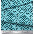 thumbnail image 2 of Soimoi Blue Rayon Fabric Dots & Circle Geometric Print Fabric by the Yard 56 Inch Wide, 2 of 5