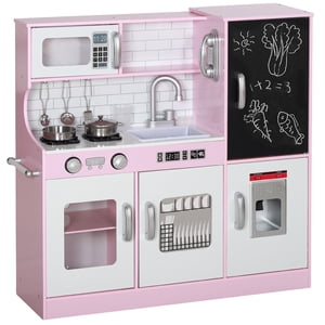 Qaba Jouer cuisine pour les enfants, jeu de cuisine pour enfants w/ Chalkboard, Ice Maker
