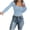 Sky Blue, variant on Timegard Going out Tops for Women Lace Square Neck Slim Crop Tops Casual Comfy Long Sleeve Shirts Fall