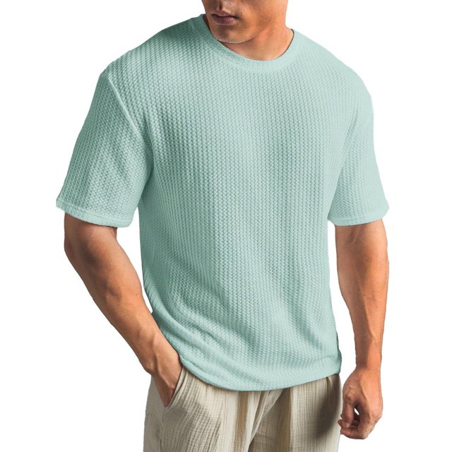 Hiiyo T-Shirt Uni pour Homme à Manches Courtes, Col Rond, T-Shirt d'Été pour Tous les Jours