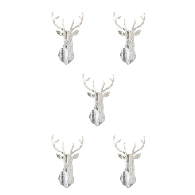 Decodeary Self Adhesive 3D Deer Head Mirror Wall Sticker For Easy Application silver S 5Set