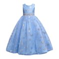 thumbnail image 2 of EGNMCR Vêtements pour Bébé Fille Robe pour Enfants Fille Sans Manches Robe de Princesse Motif Flocon de Neige Imprimé Tulle Longue Robe Canoniques, 2 of 9