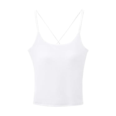 AherBiu Built in Bra Tank Tops for Women Workout Criss-Cross Camis Spaghetti Strap Comfy Athletic Sleeveless Tops