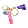thumbnail image 1 of Hangs Pendant 2 Resin Glittering Letter Keychain with Color Stitching Flowing Design Purple Drop Glue English Character Key Chain, 1 of 5