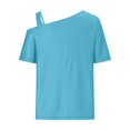 thumbnail image 4 of Meichang Women's Cold Shoulder Tops Short Sleeve Square Neck T Shirts Solid Color Basic Summer Tees Spaghetti Straped Casual Vacation Tees, 4 of 8