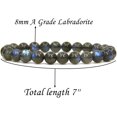 thumbnail image 2 of Bracelet Extensible Unisexe en Perles Rondes de 8 mm en Pierre Précieuse Labradorite Naturelle de Qualité A 7 Pouces, 2 of 5