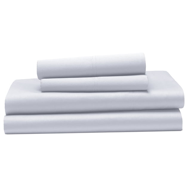 Hometrends Ensemble de Draps Plats en Percale Brossée 300 TC, Gris Pâle, Soigneusement Pliés avec Surpiqûres Visibles, Faits de Tissu Percale 100 % Coton avec 300 Fils au Pouce, Convient à la Literie et à la Chambre.