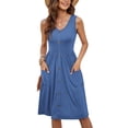thumbnail image 2 of Robes d'Été pour Femmes Sans Manches Décontractées Amples Évasées à Boutons Robe Midi avec Poches Bleu Ciel m, 2 of 9