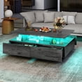 thumbnail image 3 of DEXTRUS LED Coffee Table with Storage, Modern Center Table with Drawers & Display Shelves for Living Room, Rustic Grey, 3 of 12
