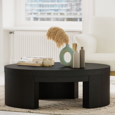 Beautiful Mod Round Coffee Table by Drew Barrymore, Rich Black Finish, for Living room