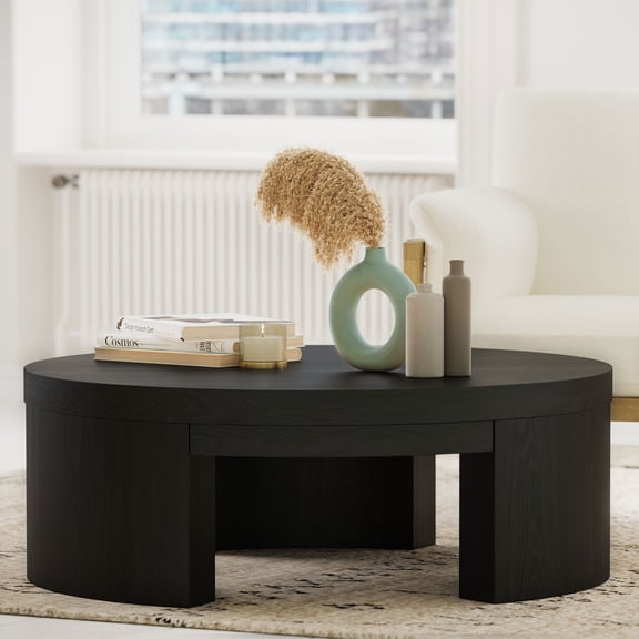 Drew Barrymore – Table basse ronde Mod Beautiful pour le salon, finition noire