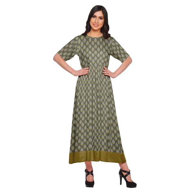 Moomaya Kurti Longue Imprimée Tenue d'Été Tunique Ligne A pour Femmes