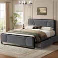 thumbnail image 1 of GUNAITO Cadre de Lit Double avec 2 Tiroirs de Rangement, Lit Plateforme avec Tête de Lit Rembourrée en Velours, Cadre de Lit Moderne avec Station de Recharge et Port USB, Beige, 1 of 9