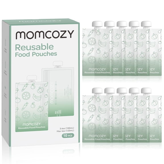 Momcozy Pochettes Réutilisables pour Aliments pour Bébés pour Tout-Petits, Plastique Sans BPA, Sûres pour les Aliments, Sûres pour le Congélateur