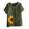 thumbnail image 4 of CEHVOM T-Shirt Ample Décontracté d'Été pour Femme à Col Rond, Manches Courtes, Imprimé Floral, 4 of 5