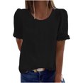 thumbnail image 1 of Meichang T-Shirts en Dentelle pour Femmes Col Ras du Cou T-Shirts Hauts Mode d'Été Vêtements Décontractés T-Shirt à Manches Courtes Ample Col Ras du Cou T-Shirts Bohèmes, 1 of 4