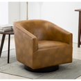thumbnail image 3 of Comfort Pointe Gaven Camel Brown Wood Base Faux Leather Swivel Chair, 3 of 8