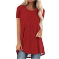 thumbnail image 1 of Tuniques d'Été pour Femmes à Col Rond, Manches Courtes, Coupe Ample, T-Shirts Confortables pour Femmes, Décontractés, Confortables et Fluides, Chemisiers pour Dames, 1 of 5