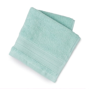 hometrends Solid 100% Cotton Washcloth, 1 Piece, 550 GSM, Highly Absorbent & Soft Bathroom Washcloth, Light Teal
