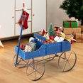 thumbnail image 2 of Gymax Patiojoy Chariot de Jardin en Bois pour Fleurs, Jardinière avec Roue, Jardin Cour Bleu, 2 of 10