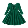 thumbnail image 1 of LUOGENLI Robe Fillette Tout-Petits Manches Longues Robes Nœud Ajouré Robe Princesse Vêtements Jupe Maxi avec Poches Vert 4-5 Ans, 1 of 6