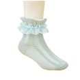 thumbnail image 2 of RXIRUCGD 3PC Children's Lace Lace Girls' Socks Cotton Mesh Princess Socks Cute Mid Length Socks( Green, Size:M ), 2 of 3
