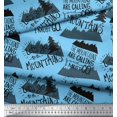 thumbnail image 3 of Soimoi Blue Poly Georgette Fabric Mountains & Text Print Fabric by the Yard 42 Inch Wide, 3 of 5