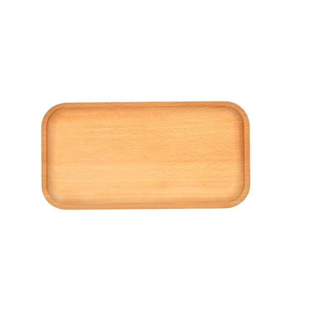 Plateau de Rangement Multifonction 4 Formes Bois Massif Rectangle Ellipse Assiette à Dîner Pains Fournitures pour la Maison