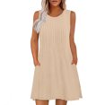 thumbnail image 1 of Ovzne Robes pour Femmes Robe pour Femme Mode Confortable Été Couleur Unie Sans Manches Col Rond Robe Maxi Grande Taille Liquidation, 1 of 5