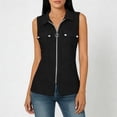 thumbnail image 1 of Abcnature Women's Sleeveless Zip Up Shirt Collared V Neck Button Down Blouse Tops Solid Color Ribbed Tank Tops, 1 of 1