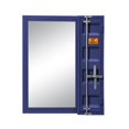 thumbnail image 1 of Benzara BM204623 Industrial Style Metal Vanity Mirror with Recessed Door Front, Blue, 1 of 4