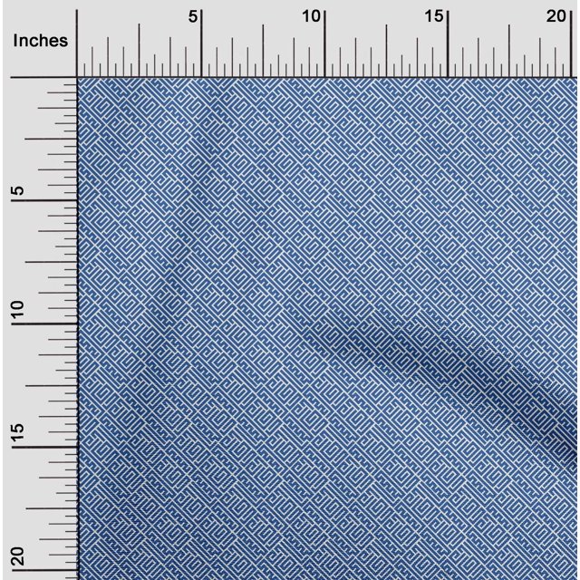 oneOone Georgette Viscose Fabric Greek Key Geometric Print Fabric BTY 42 Inches Wide
