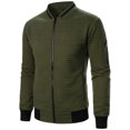 thumbnail image 1 of RXIRUCGD Man Solid Color Zipper Stand Collar Hoodie Coat, Army Green, Size: M, 1 of 5