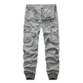 thumbnail image 1 of RXIRUCGD Men's Multi-Pocket Washed Overalls Outdoor Casual Pants Trousers, Gray, Size: S, 1 of 3