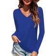 thumbnail image 1 of Bellella Women Basic Tops Baggy Solid Color Tee Sport Pullover Blue 2XL, 1 of 3