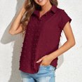 thumbnail image 4 of Timegard Tops for Women Lapel Neck Short Sleeve Flowy Tee Tops Casual Loose Comfy Shirts Summer Travel, 4 of 8