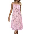 thumbnail image 1 of Robes d'Été pour Femmes Sans Manches Bretelles Spaghetti Imprimé Floral Midi Robe Décontractée, 1 of 6