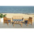 thumbnail image 1 of Safavieh Carson Ensemble de Canapé de Patio 4 Pcs en Teck Brun et Bleu Marine, 1 of 2