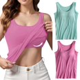 thumbnail image 2 of Womens Cotton Camisole Adjustable Camisole With Frame Bra Stretch Undershirt, 2 of 6