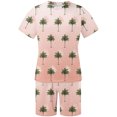 thumbnail image 5 of Mikilon Mens Trendy Outfits 2-Piece Set Hawaiian Print Short Sleeve Elasticized Shorts Casual Two Piece Set Pink M, 5 of 5
