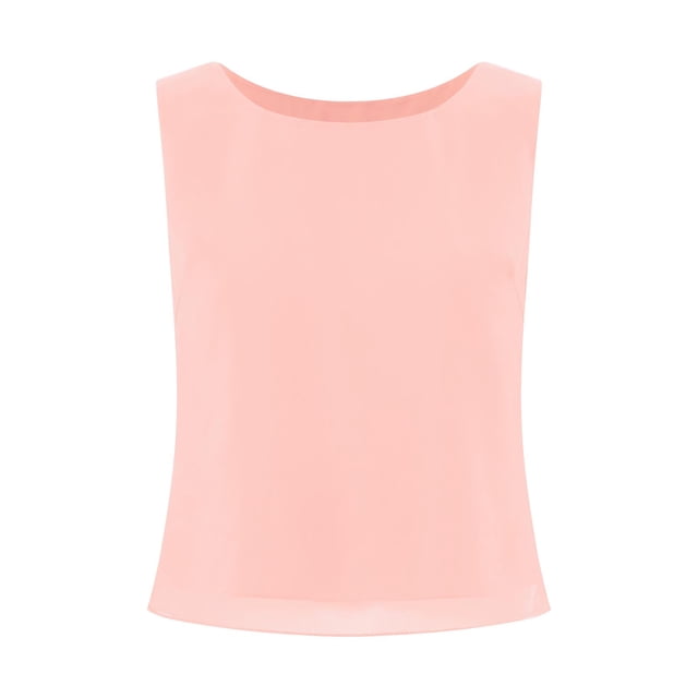 Oyolan Débardeur en Mousseline Uni pour Femme, Col Rond, Camisole Décontractée Sans Manches, Hauts Habillés Rose P